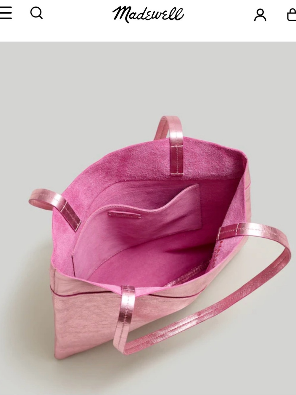 Madewell The Magazine leather Metallic Pink Women's Tote Bag